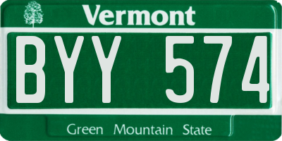 VT license plate BYY574