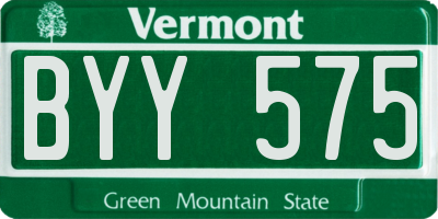 VT license plate BYY575