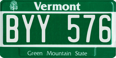 VT license plate BYY576