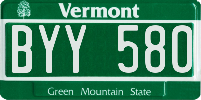 VT license plate BYY580