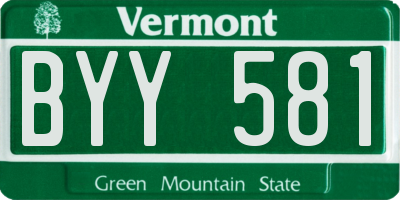 VT license plate BYY581