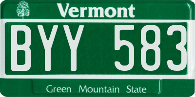 VT license plate BYY583