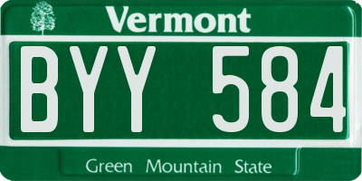VT license plate BYY584