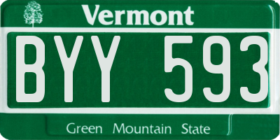 VT license plate BYY593