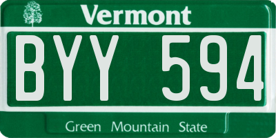 VT license plate BYY594
