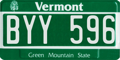 VT license plate BYY596