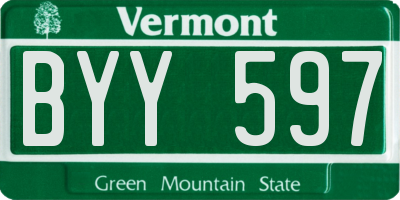 VT license plate BYY597