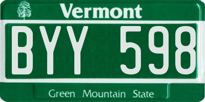 VT license plate BYY598