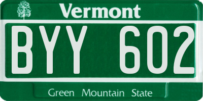 VT license plate BYY602