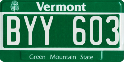 VT license plate BYY603
