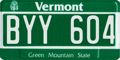 VT license plate BYY604