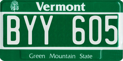 VT license plate BYY605