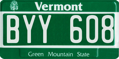 VT license plate BYY608