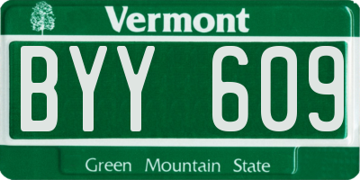 VT license plate BYY609