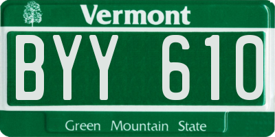 VT license plate BYY610