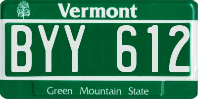 VT license plate BYY612