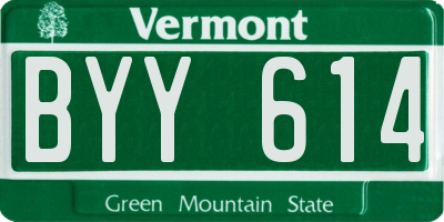 VT license plate BYY614