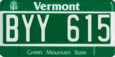 VT license plate BYY615