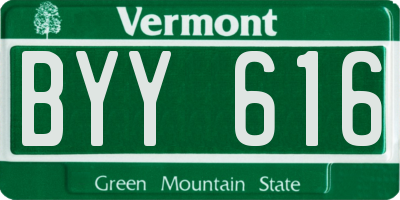 VT license plate BYY616