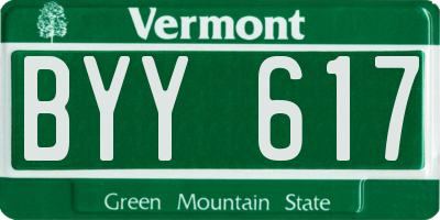 VT license plate BYY617