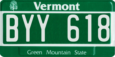 VT license plate BYY618