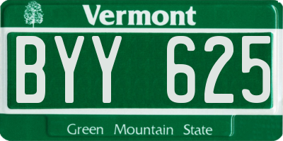 VT license plate BYY625