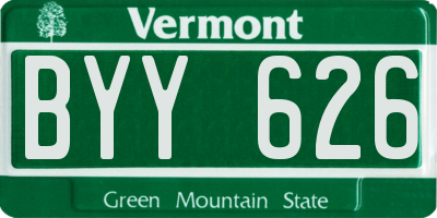 VT license plate BYY626