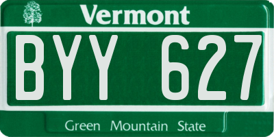 VT license plate BYY627