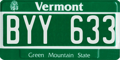 VT license plate BYY633