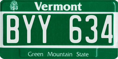 VT license plate BYY634
