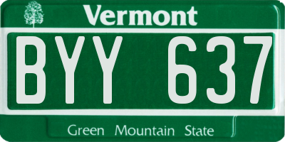 VT license plate BYY637