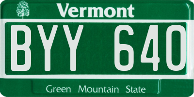 VT license plate BYY640