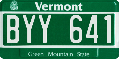 VT license plate BYY641