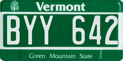 VT license plate BYY642