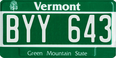 VT license plate BYY643