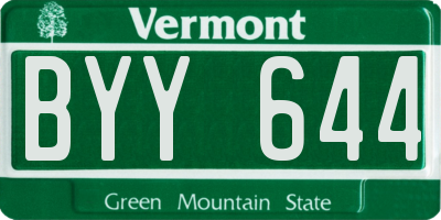 VT license plate BYY644