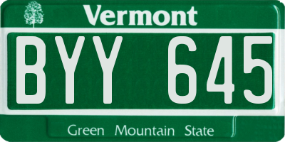 VT license plate BYY645