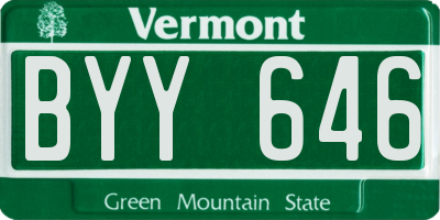 VT license plate BYY646