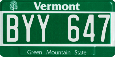 VT license plate BYY647