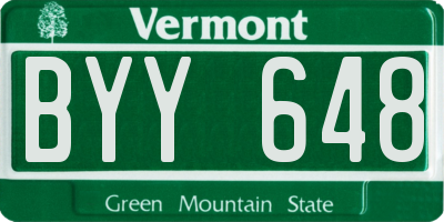 VT license plate BYY648