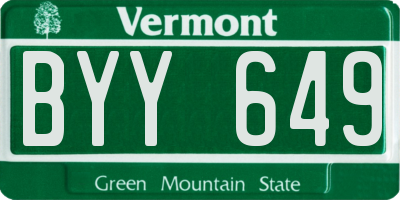 VT license plate BYY649