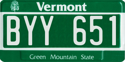 VT license plate BYY651
