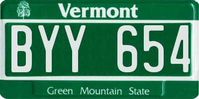 VT license plate BYY654