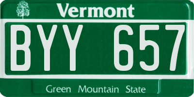 VT license plate BYY657