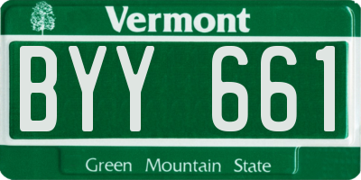 VT license plate BYY661