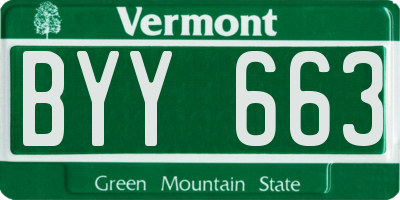 VT license plate BYY663