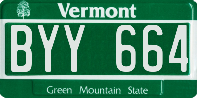 VT license plate BYY664