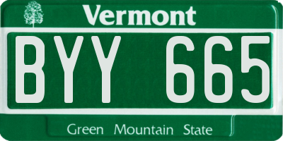 VT license plate BYY665