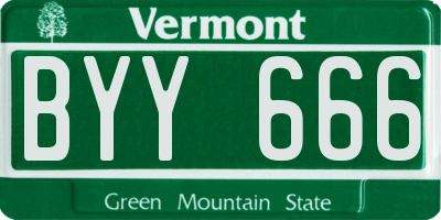 VT license plate BYY666