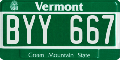 VT license plate BYY667